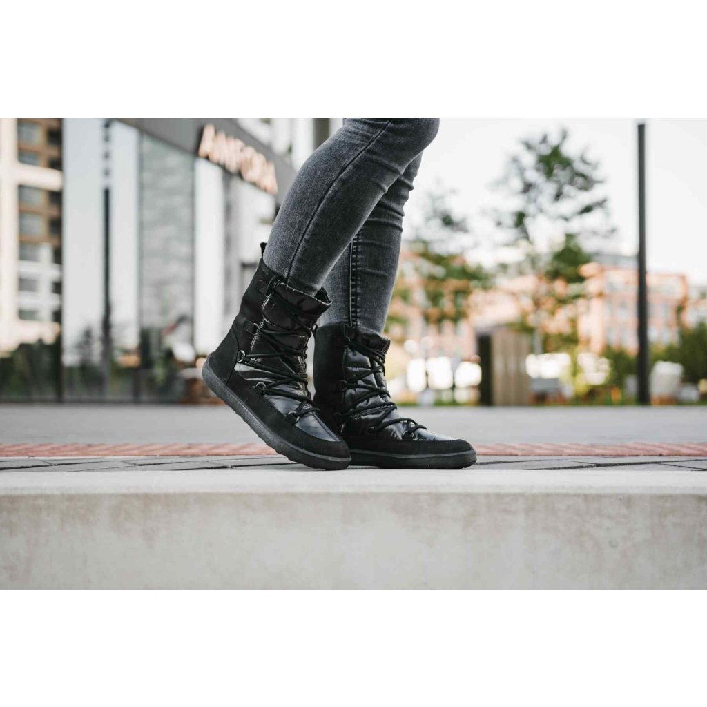 Be Lenka Snowfox Woman Black schwarze Barfuß-Schneestiefel