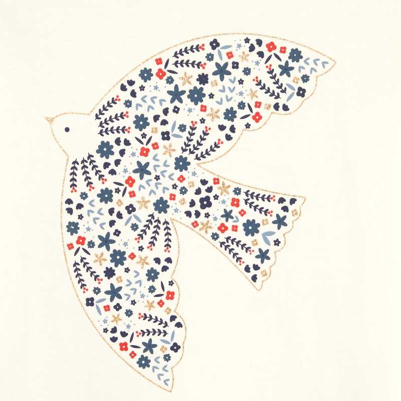 T-shirt manches longues motif colombe blanc fille