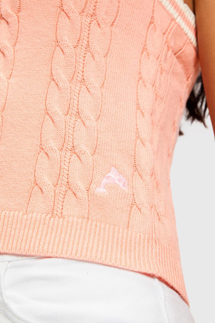 Pullover Camisole mit Zopfmuster und Delfin-Logo