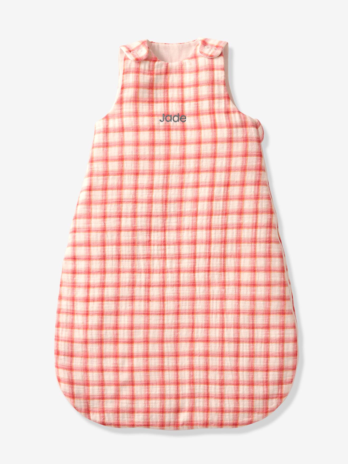 Vertbaudet Baby Sommerschlafsack KARO personalisierbar Oeko-Tex - rosa