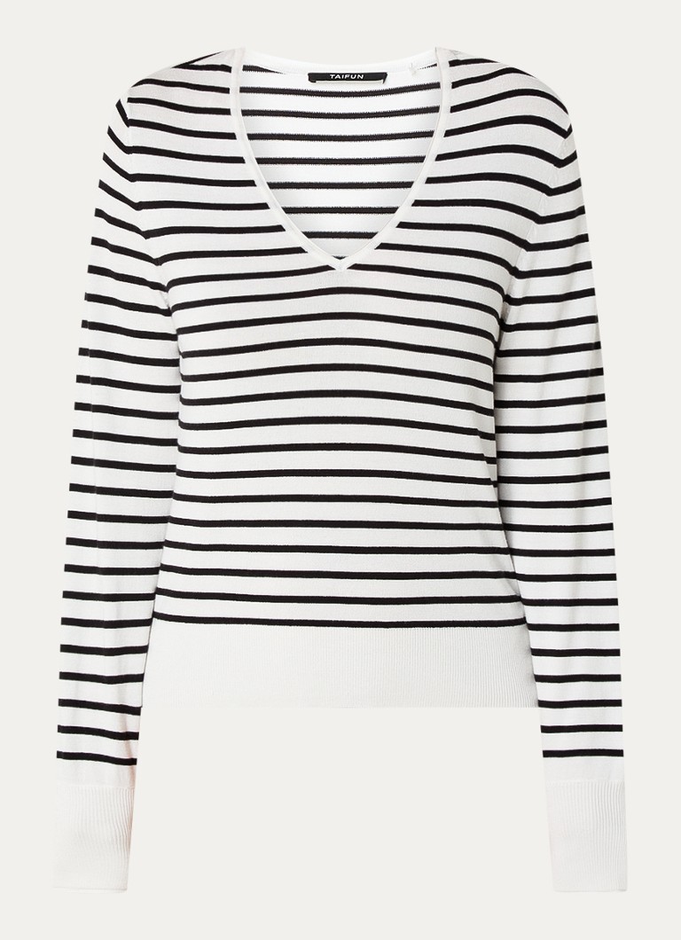 Taifun  Fijngebreide pullover met streepprint