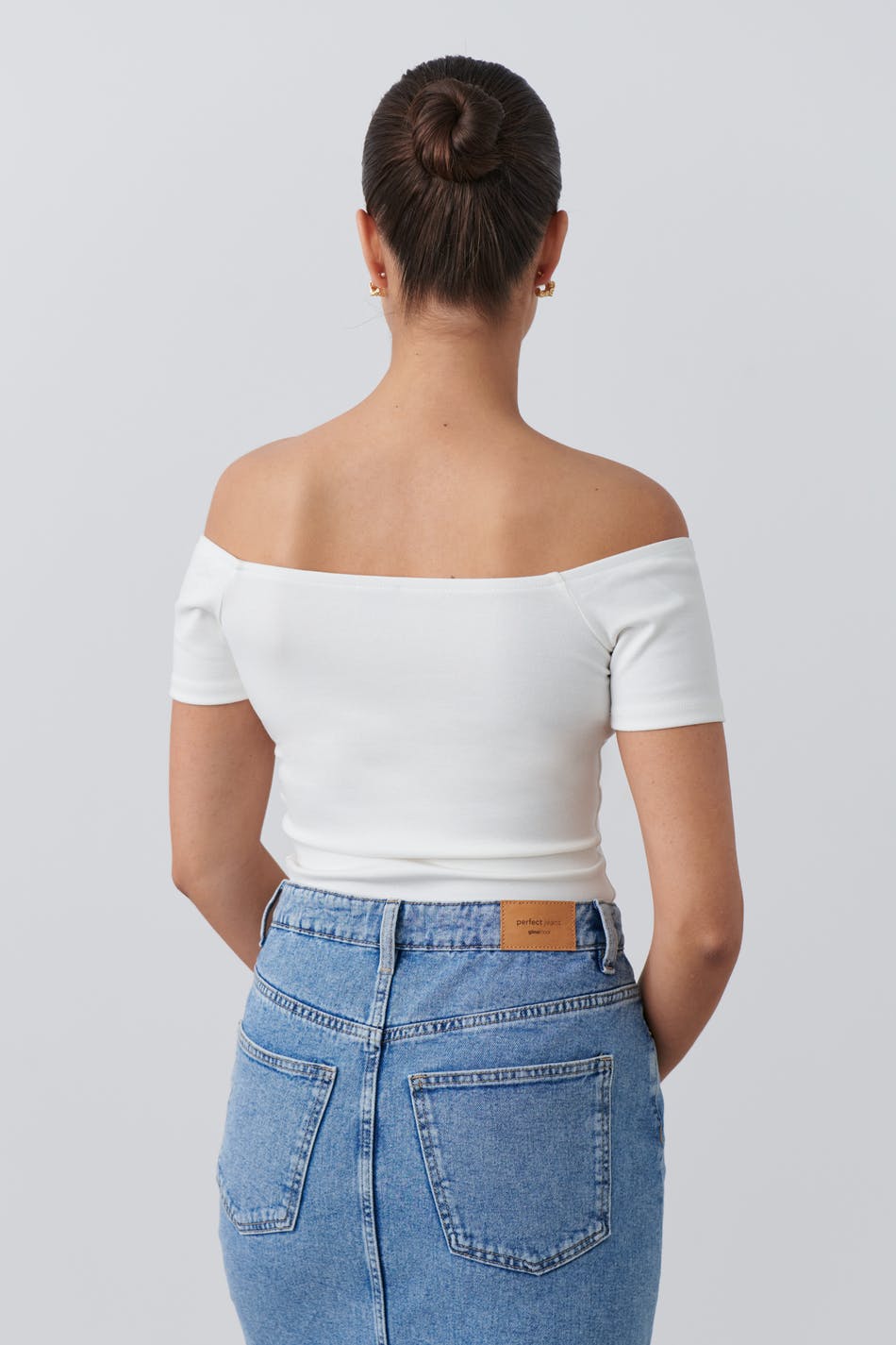 Rib off shoulder top
