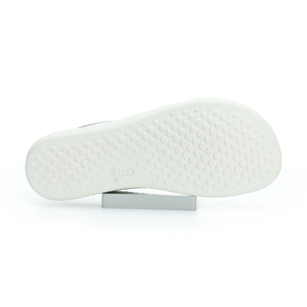 Shapen Feelin Chic White Glitter Leather Barfuß-Halbschuhe