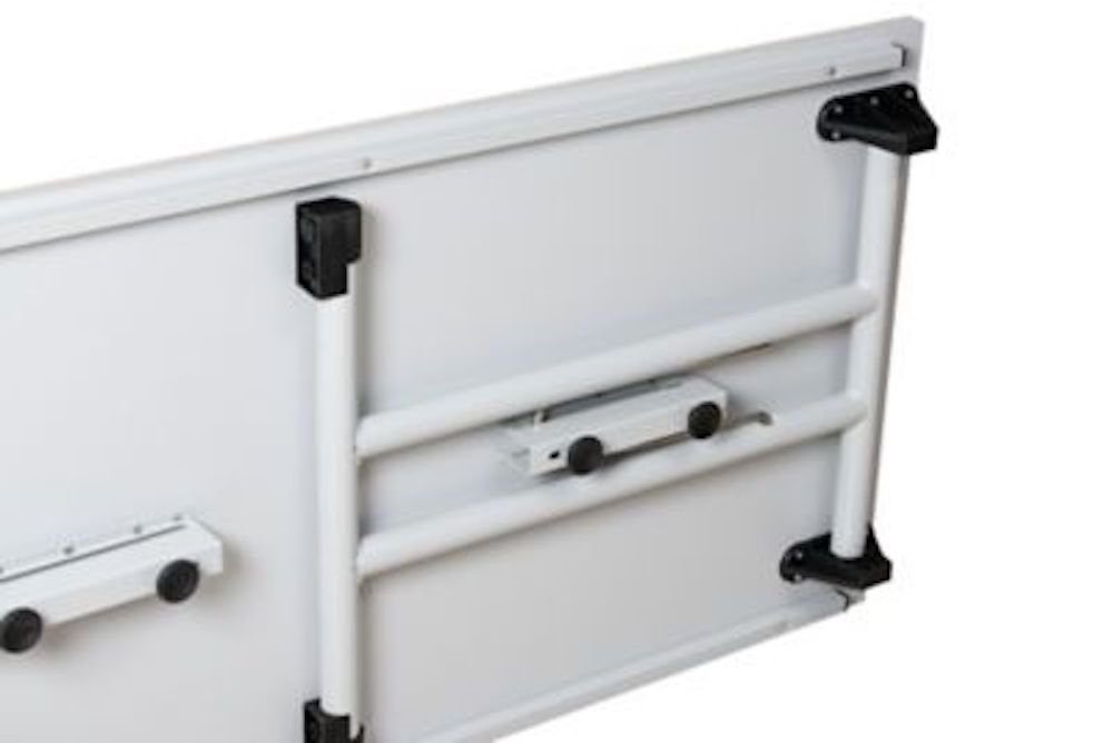 PROREGAL® Klapptisch Klapptisch Lizard, T-Fuß-Gestell-Rund, HxBxT 75x140x70cm, Chrom-Grau