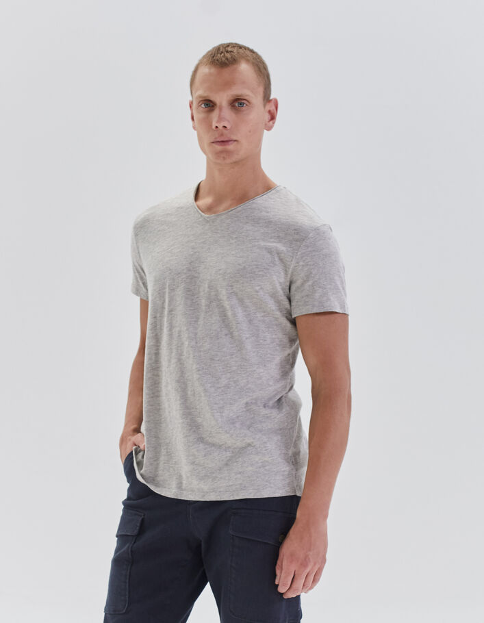 T-shirt L'Essentiel gris col V Homme