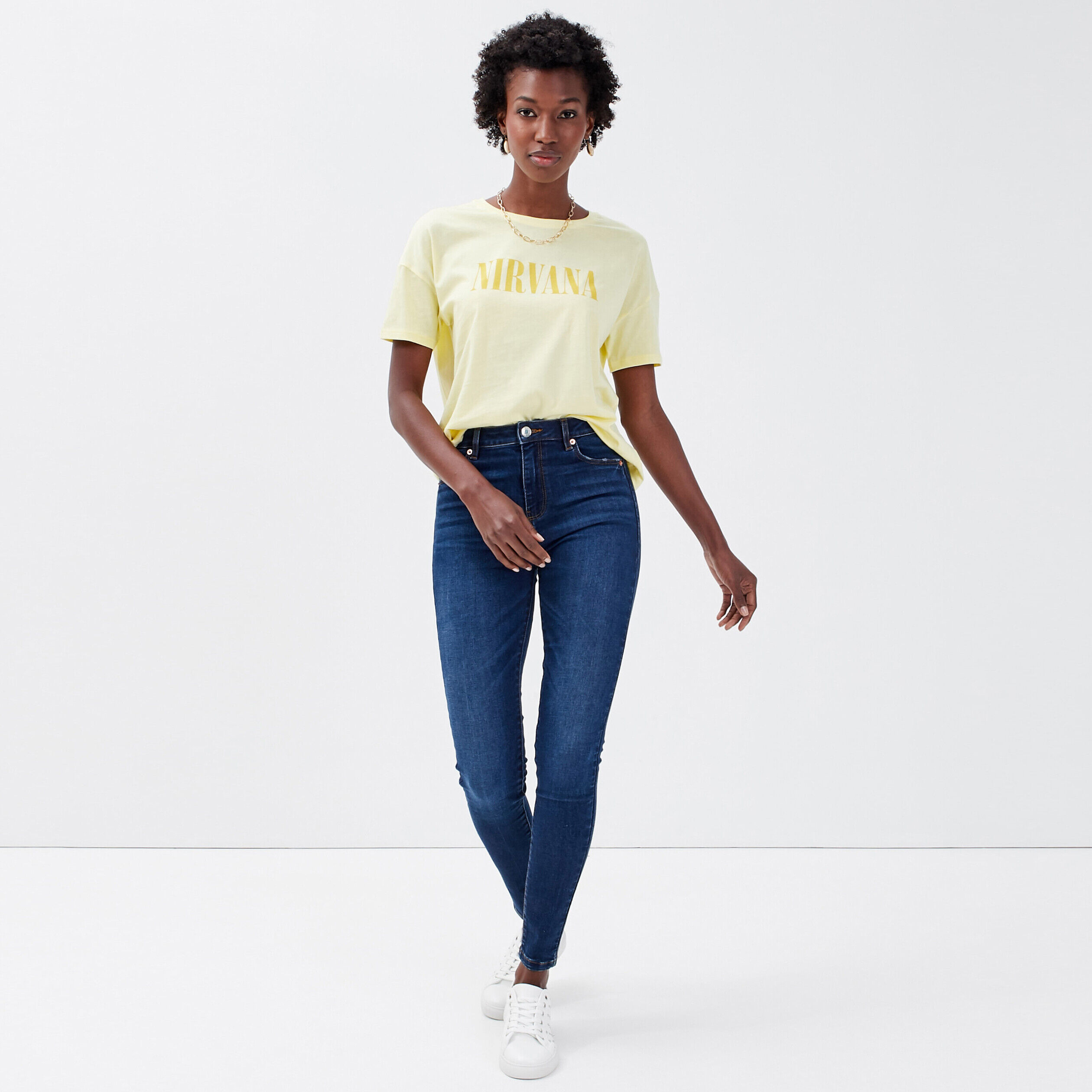 T-shirt Nirvana jaune clair femme | Cache Cache