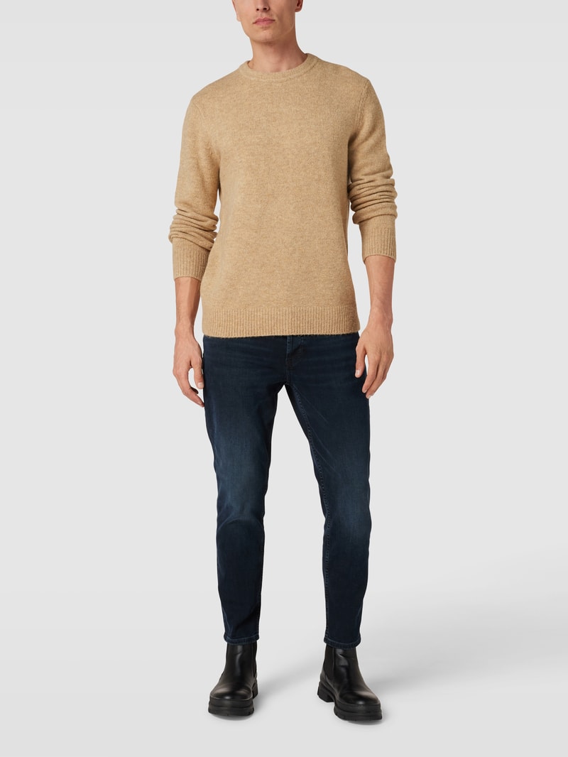 Slim Fit Jeans mit Label-Details Modell 'HUGO' in marineblau