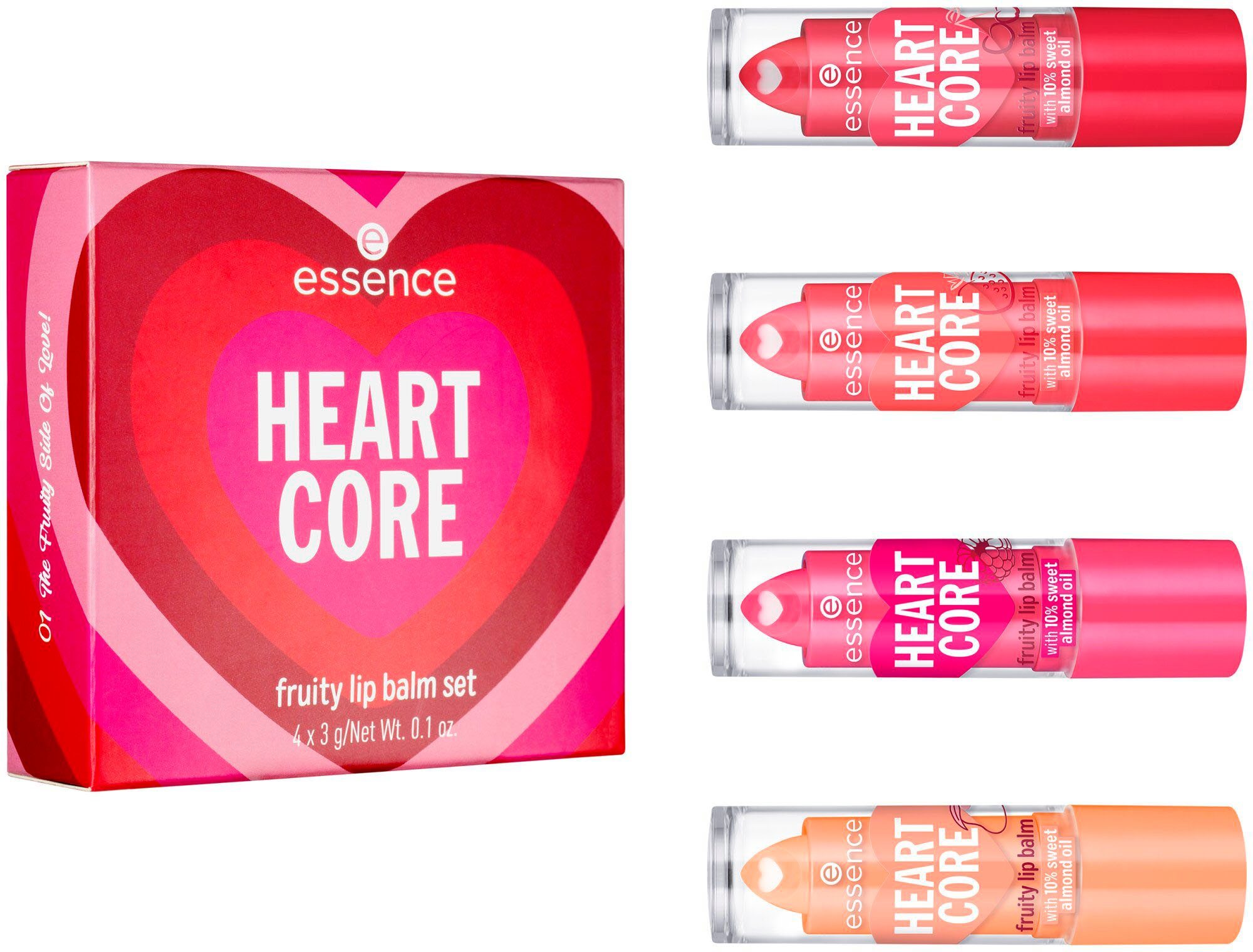 Essence Lippenpflege-Set HEART CORE fruity, 4-tlg.
