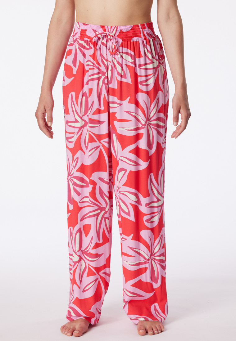 Loungehose lang Viskose Blumenprint multicolor - Mix+Relax