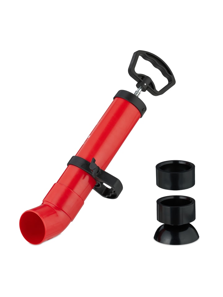 relaxdays Rohrreinigungspumpe in Schwarz/ Rot günstig kaufen onesize