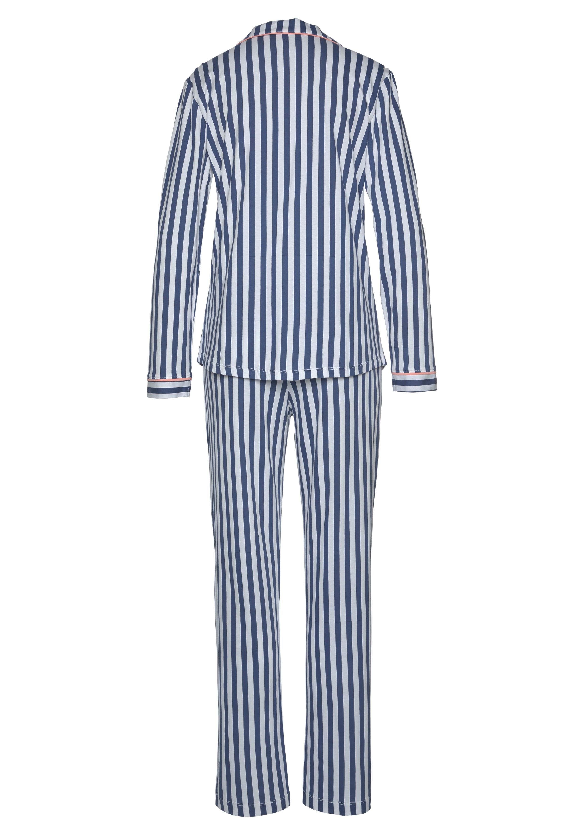 H.I.S Pyjama (2 tlg., 1 Stück) in klassischem Schnitt mit Streifenmuster
