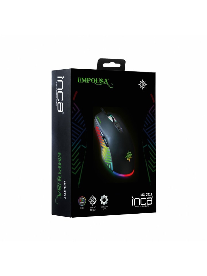 Inca Inca IMG-GT17 PRO Optisch Gaming Maus 6400 DPI RGB-Logo in schwarz günstig kaufen onesize
