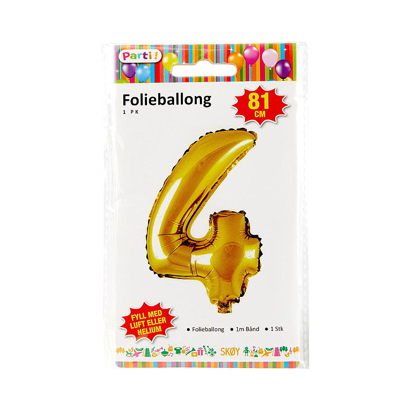 Giform Folieballong m/nummertall 4 1 stk h 81 cm