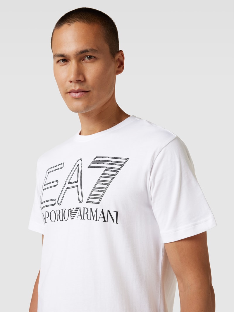 T-Shirt mit Label-Print in weiß