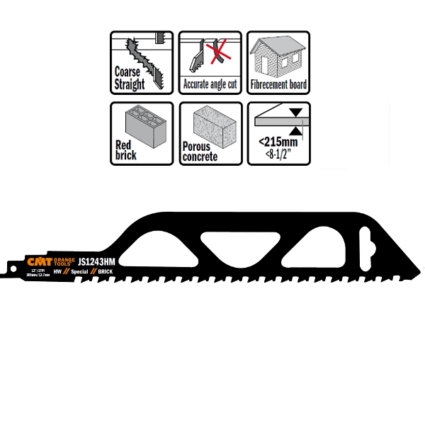 CMT JS1243HM bajonetsavklinge 1 stk. HM 305 mm x 1,5 x 2TPI Anvendelse: Til mellemstore sten