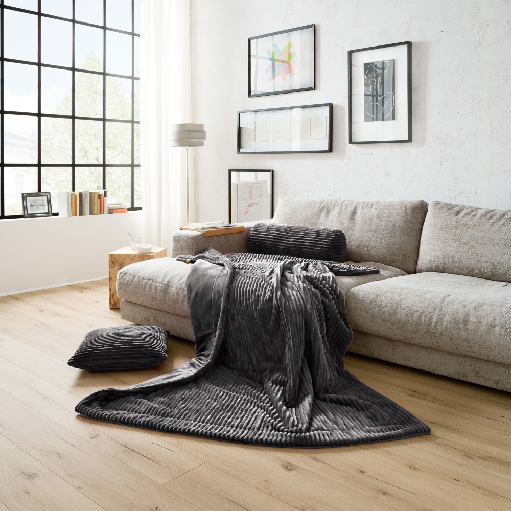 Wohndecke Cord Optik anthrazit