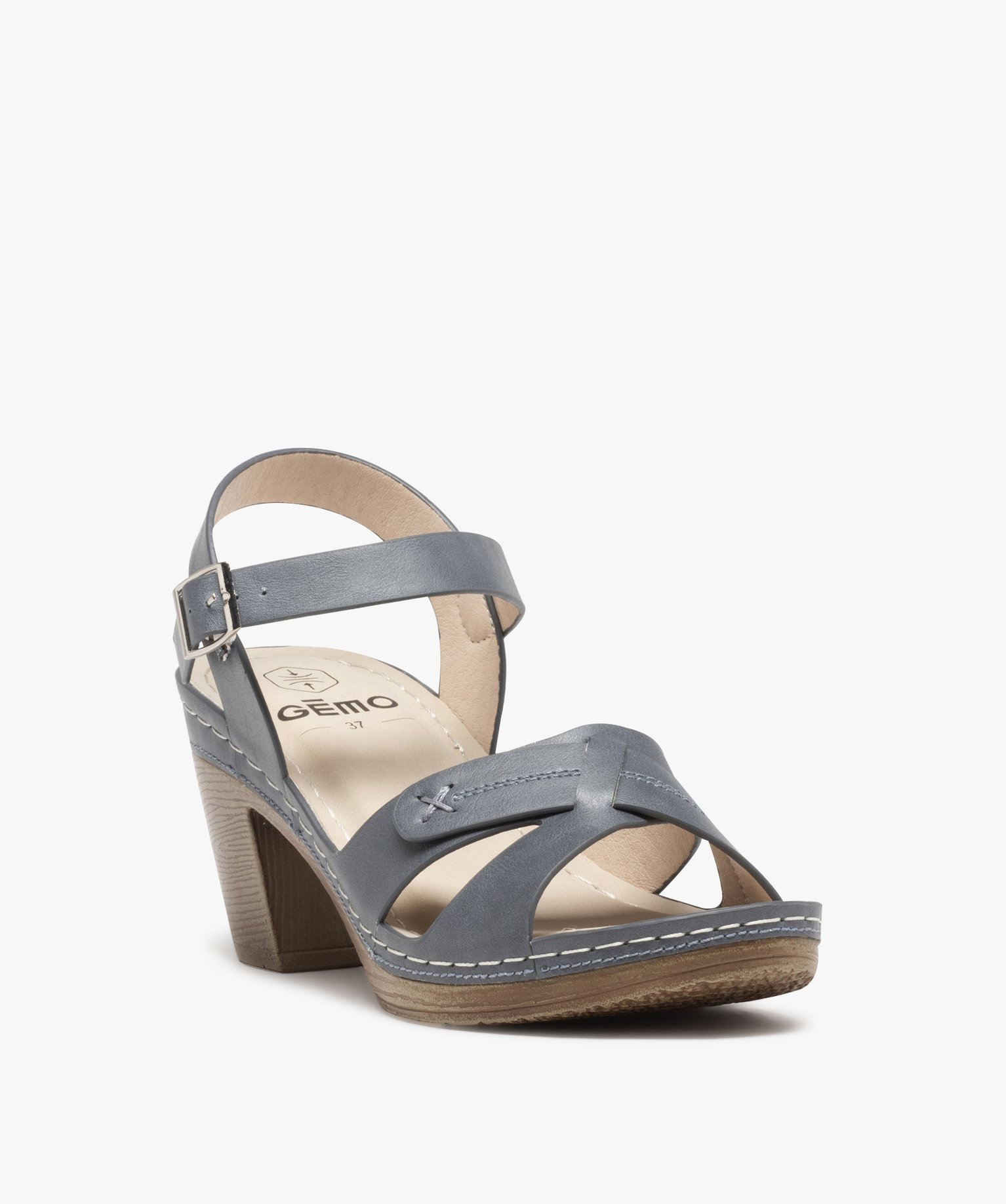 Sandales femme à talon imitation sabot et brides unies marron | GEMO