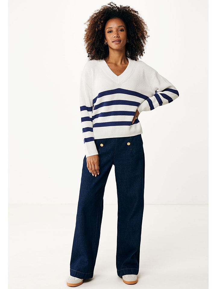 Mexx Pullover in Weiß/ Dunkelblau günstig kaufen