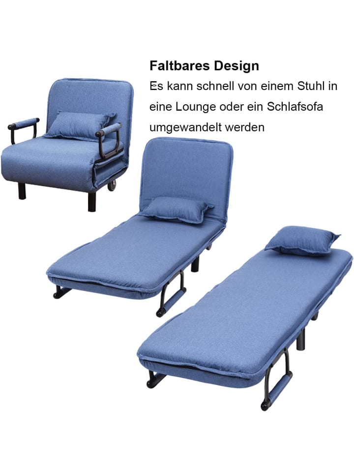 COSTWAY 3 in 1 Schlafsessel in Blau günstig kaufen 60 cm