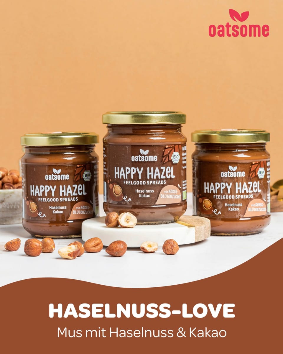 Haselnussmus, \Happy Hazel\ Feelgood Spreads, Haselnuss Kakao, 200 g