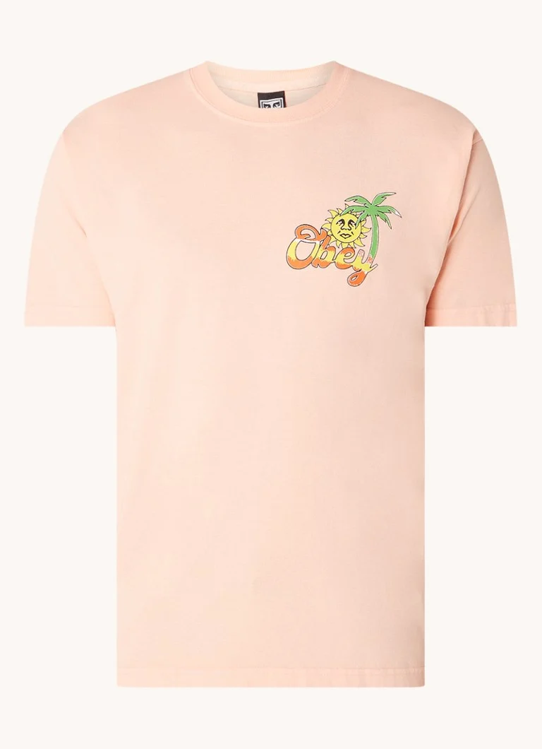 T-shirt Obey Island Of Obey con logo e stampa sul retro.