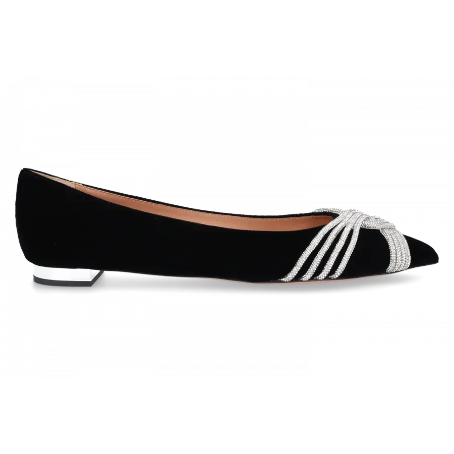 Aquazzura - Ballerinas GATSBY Veloursleder - schwarz