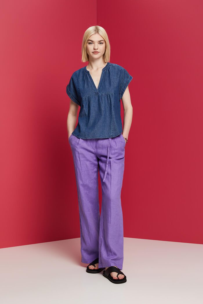 Leichte Jeansbluse, 100 % Baumwolle