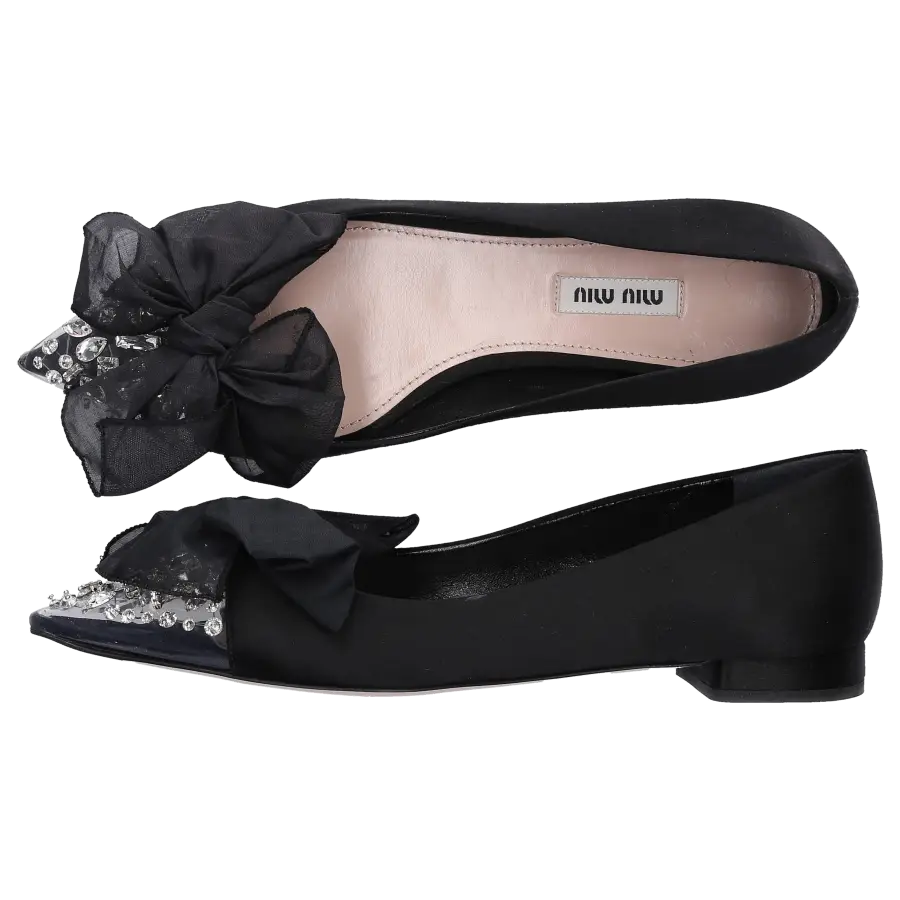 Miu Miu - Ballerinas Klassisch Glitter - schwarz