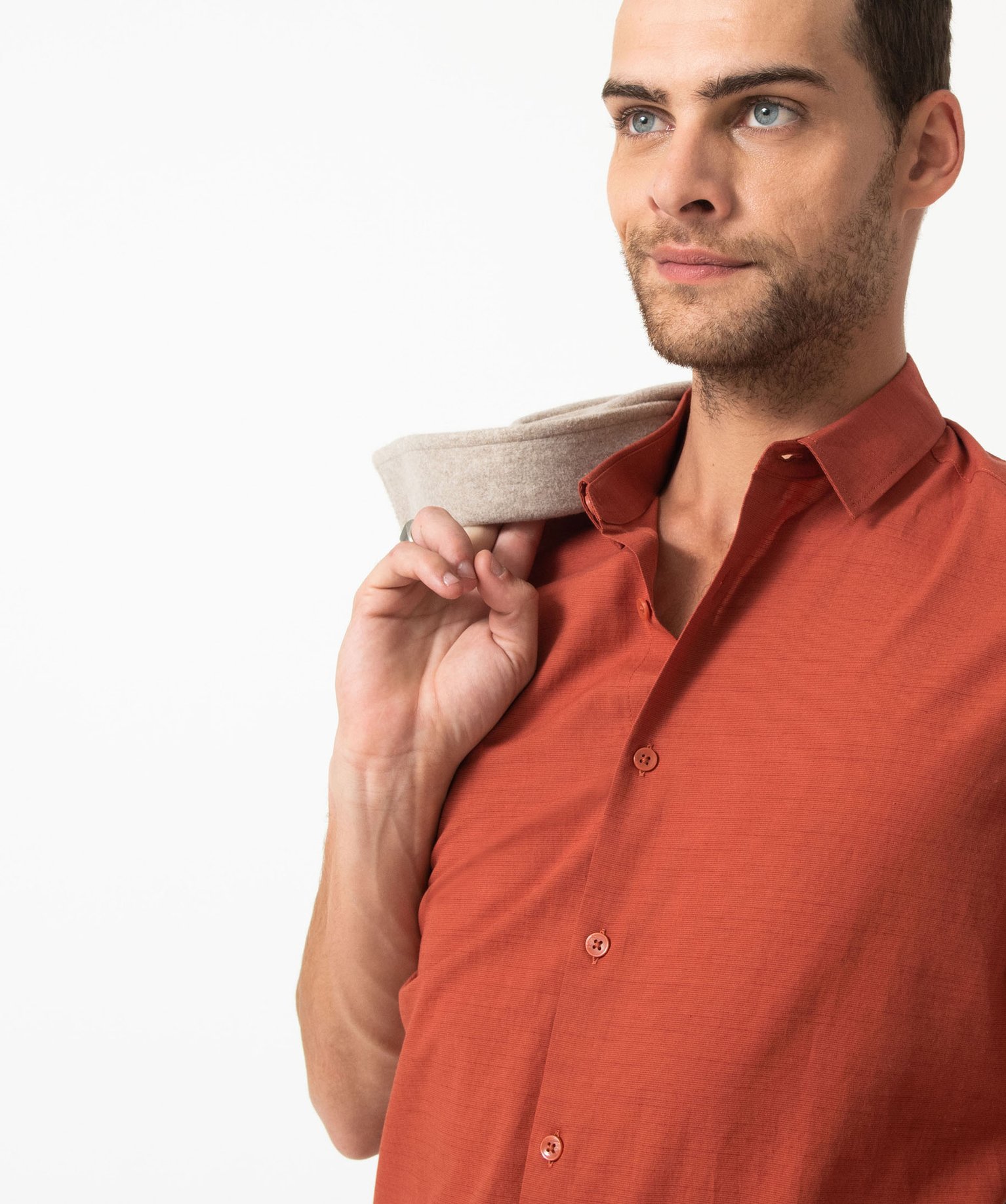 Chemise à manches courtes en coton léger homme violet | GEMO
