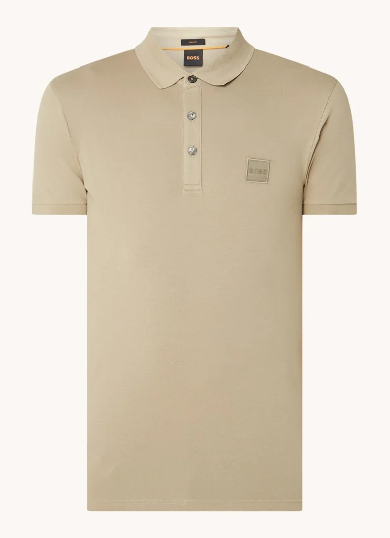 Polo HUGO BOSS Passenger slim fit em piqué de algodão com logotipo.