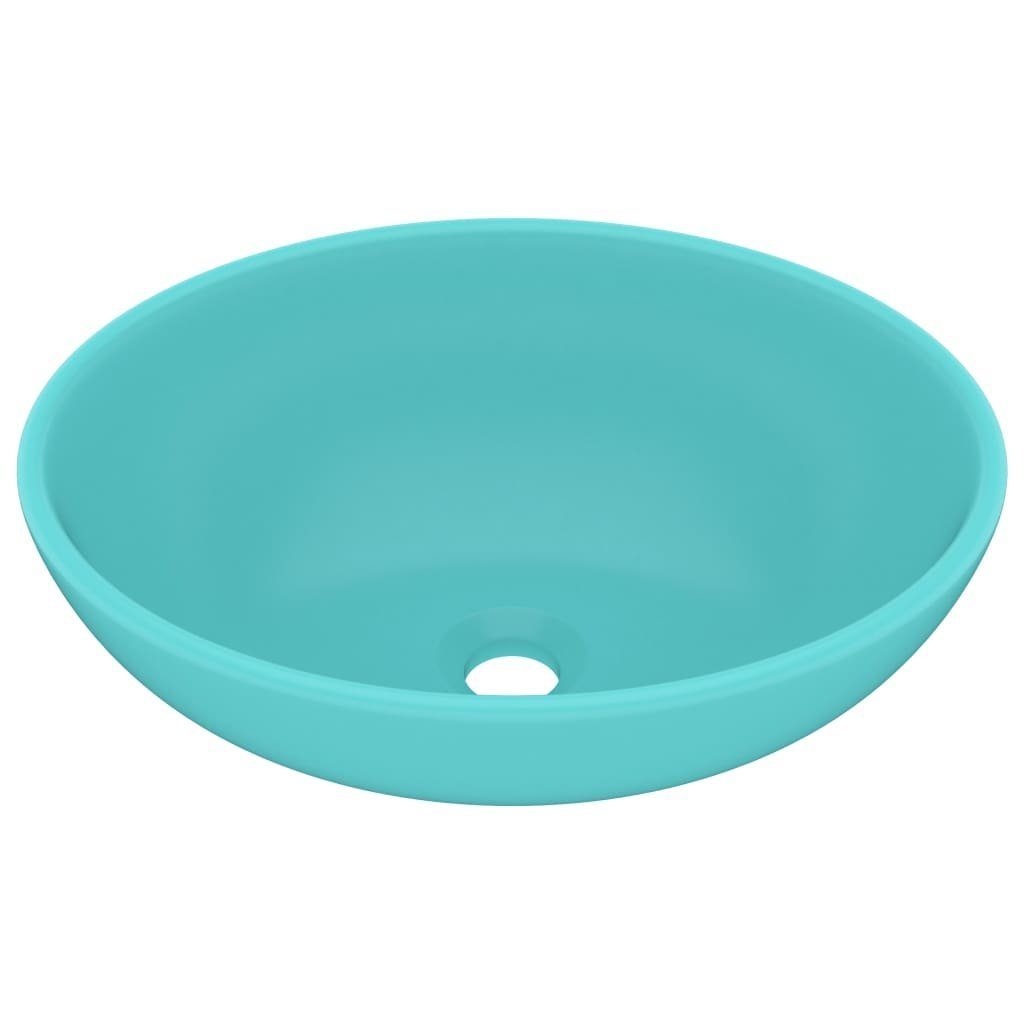 vidaXL Waschbecken Luxuriöses Ovales Waschbecken Matt Hellgrün 40x33 cm Keramik