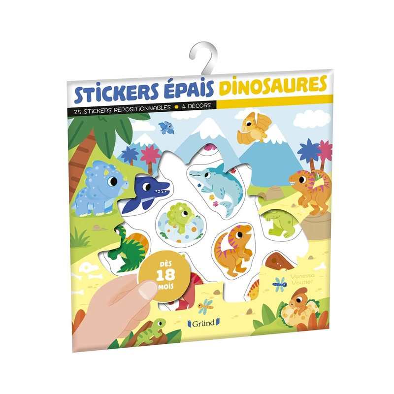 Pochette Stickers épais Dinosaures - Gründ