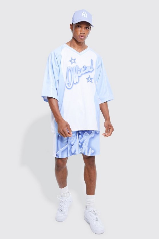 Official Mesh T-Shirt mit V-Ausschnitt & Shorts