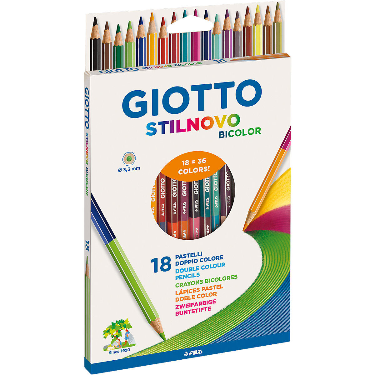 GIOTTO Stilnovo Bicolor-Buntstifte, 18 x 2 Farben