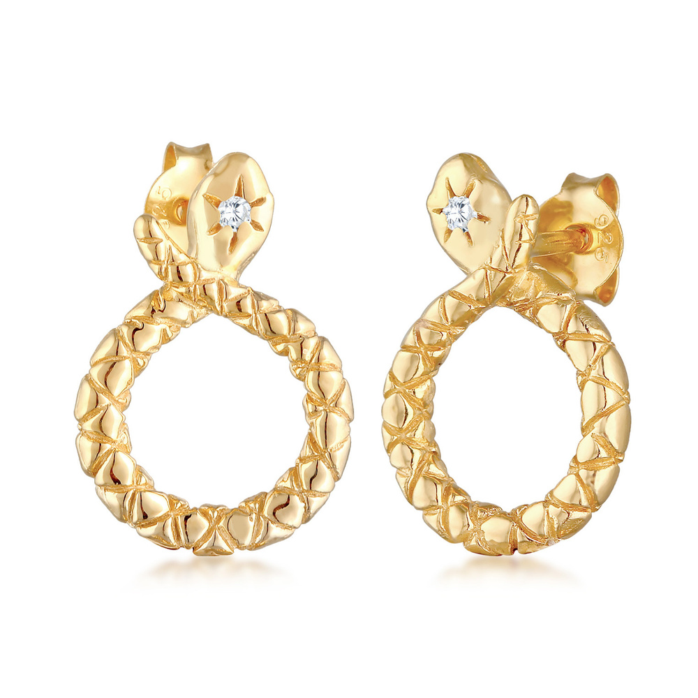Elli Elli Boucles d'Oreilles Femme serpent avec cristaux zirconium en argent sterling  Boucles d'oreilles