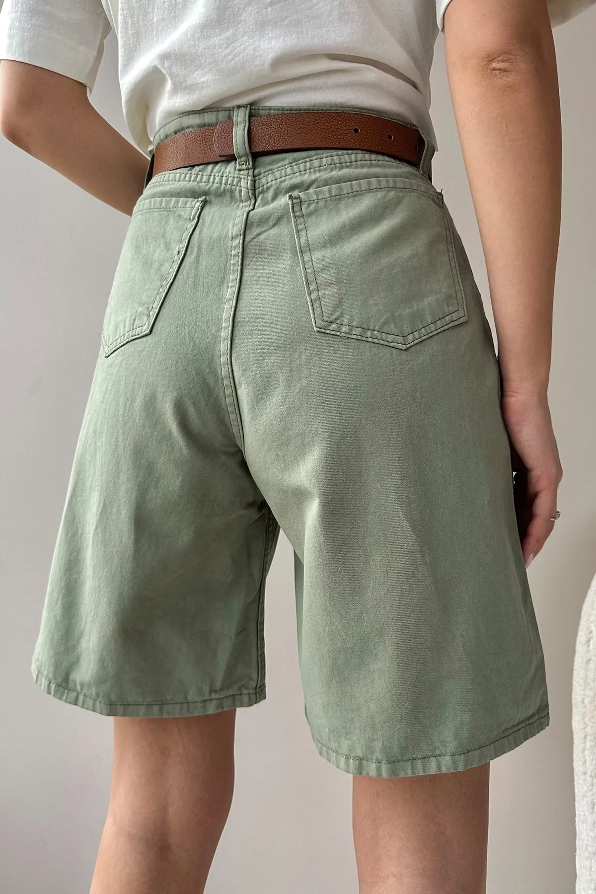 Trend Alaçatı Stili  Shorts - Grün - Hoher Bund