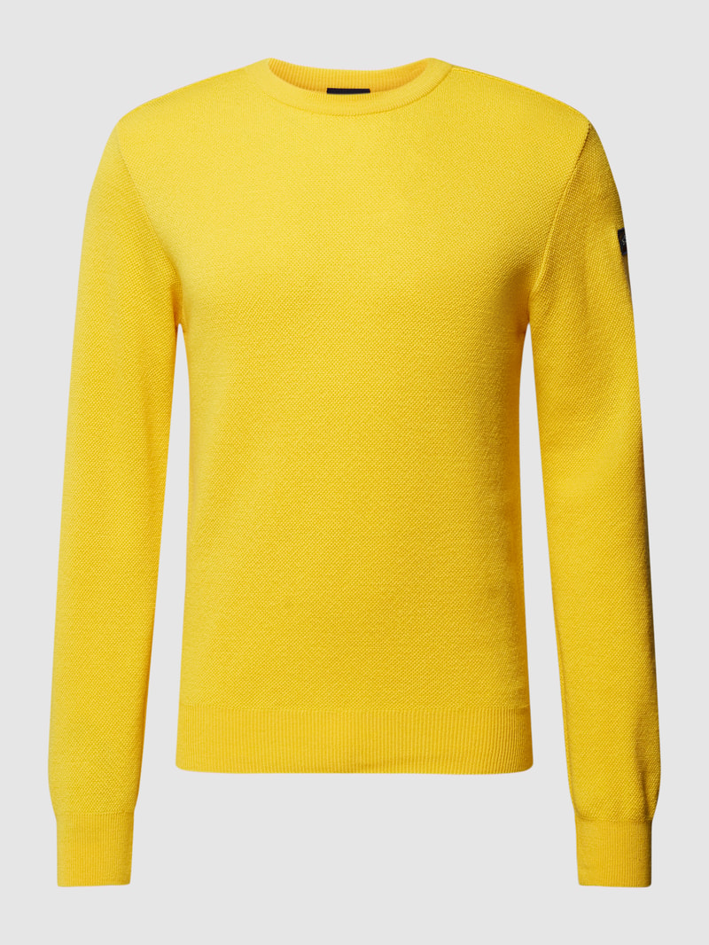 Strickpullover mit Label-Patch in gelb