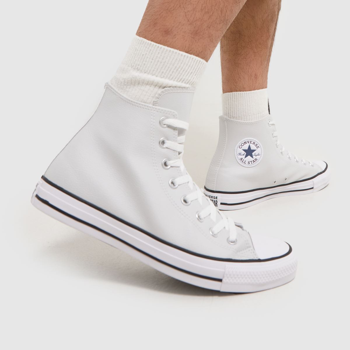 Converse All Star Hi műbőr tornacipő világosszürke színben