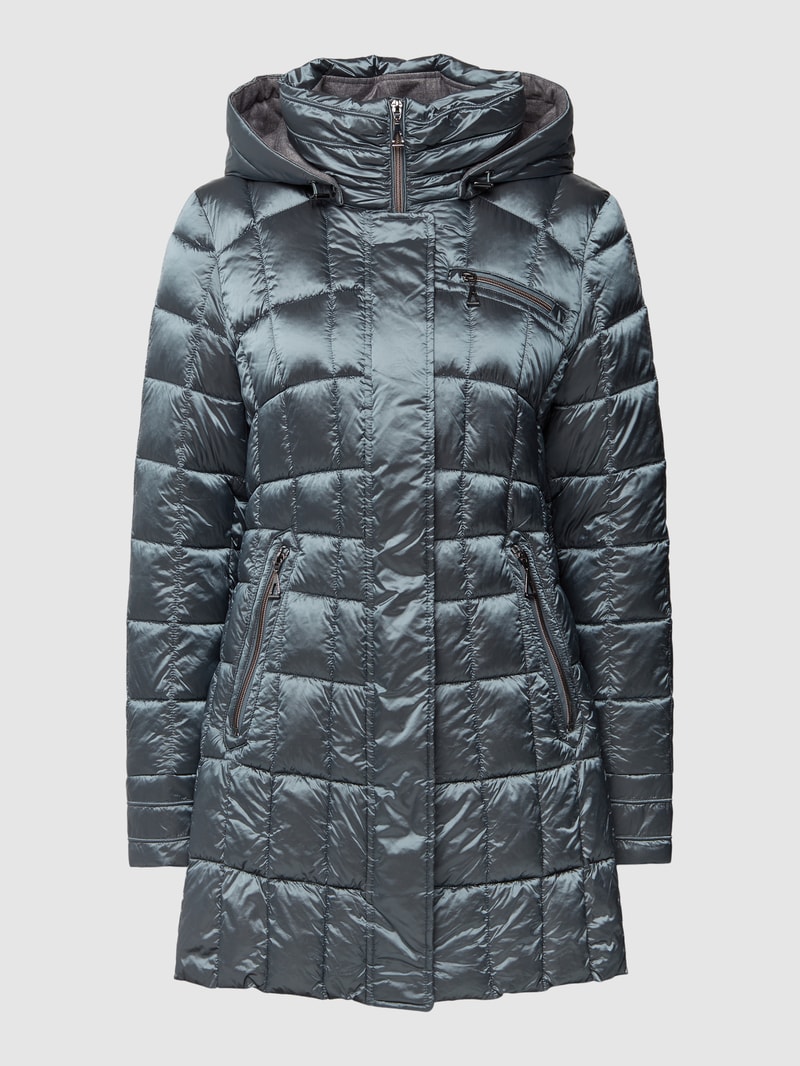Steppjacke mit abnehmbarer Kapuze in blau
