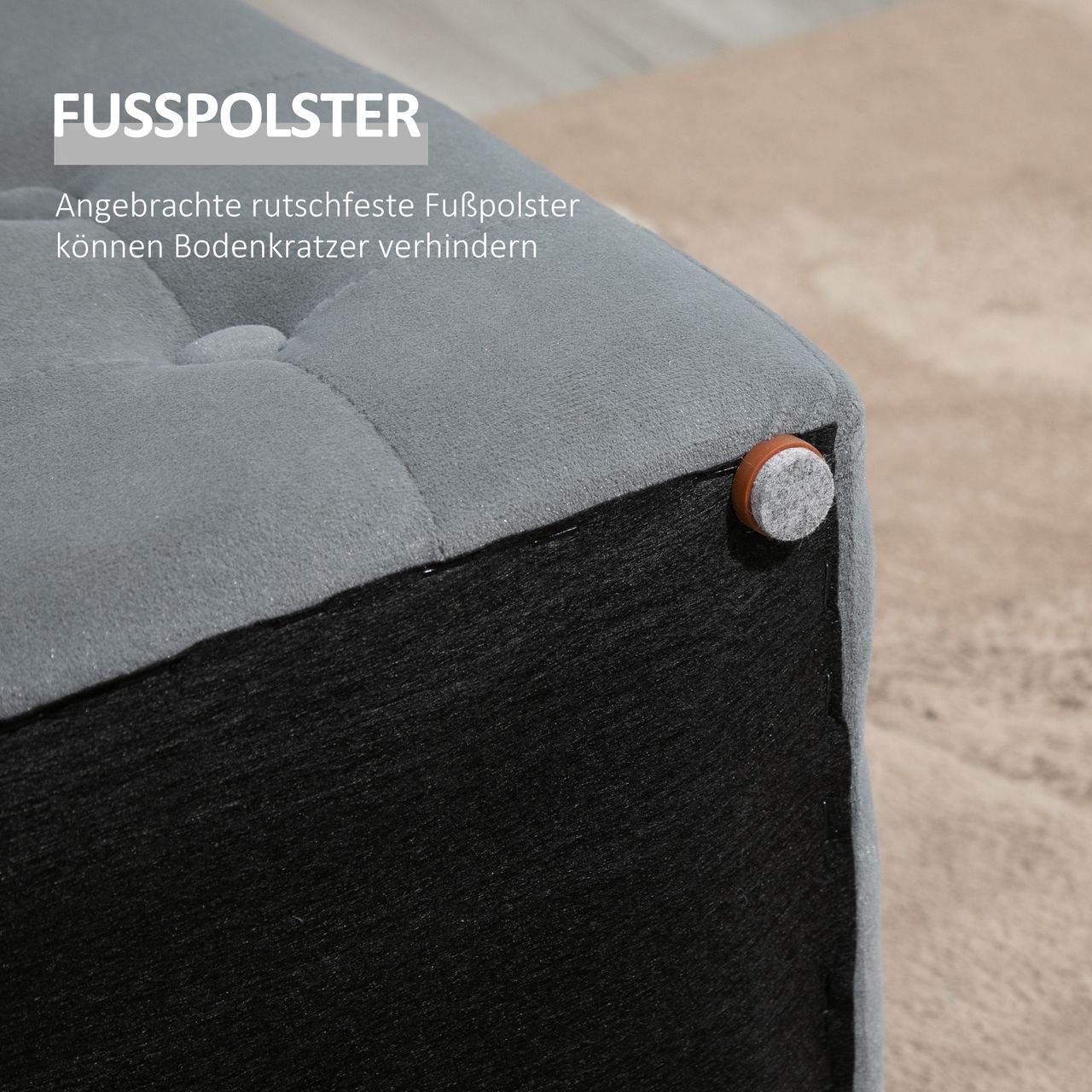 HOMCOM 3 tlg.Sitzbank mit Stauraum 2 x Sitzhocker Polster Mikrofaserstoff Grau