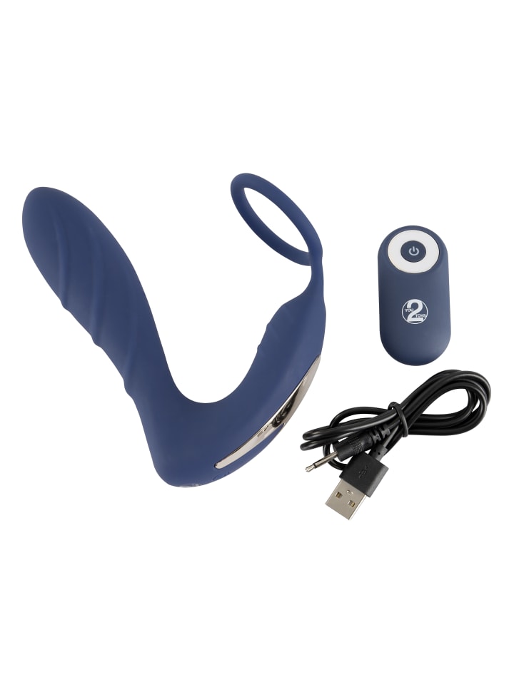You2Toys Analplug Vibrating Prostate Plug with cockring in blau günstig kaufen 14,5 cm