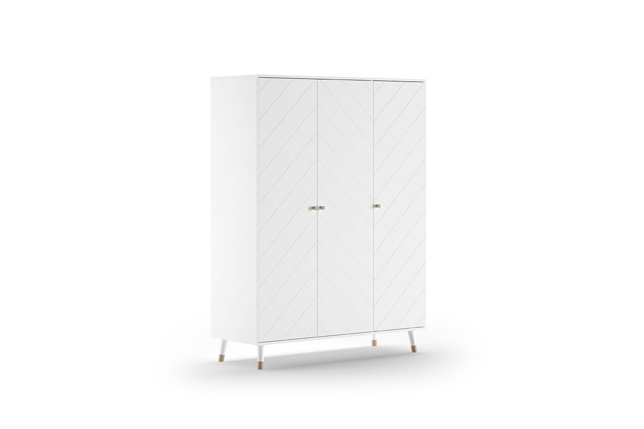 VIPACK BILLY Kleiderschrank mit 3 Türen, MDF Satin weiß lackiert