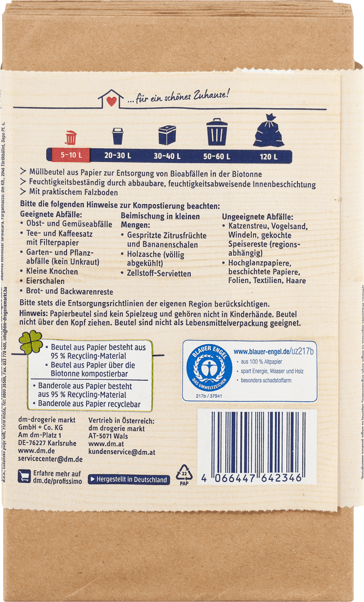 nature Kompostbeutel 10 l, feuchtigkeitsabweisend, 8 St