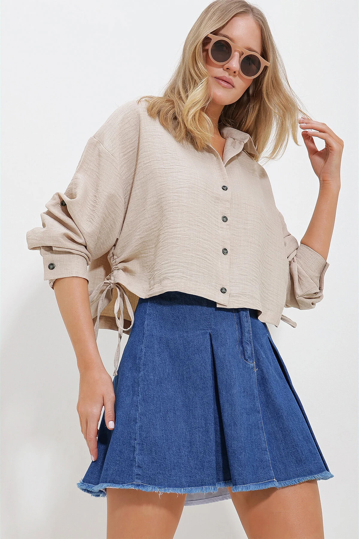 Trend Alaçatı Stili  Hemd - Beige - Regular Fit