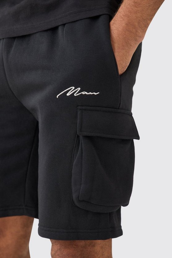 Lockere mittellange Man Signature Cargo-Shorts