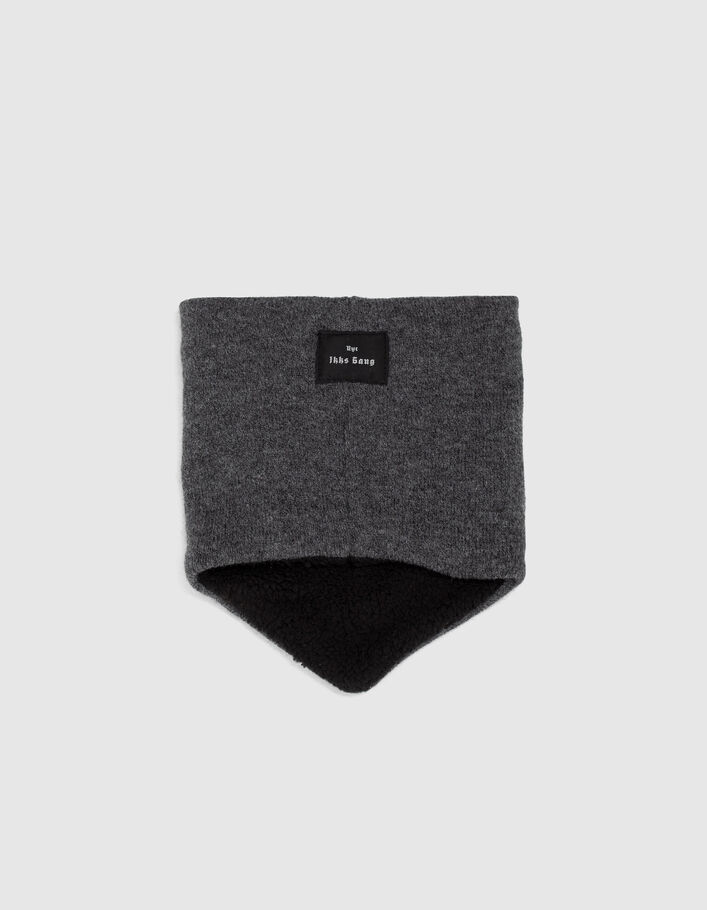 Snood gris tricot fourré badge dés garçon