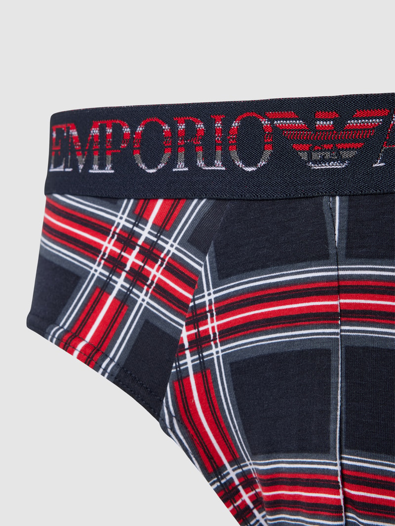 Slip mit Tartan-Karo im 2er-Pack in marineblau