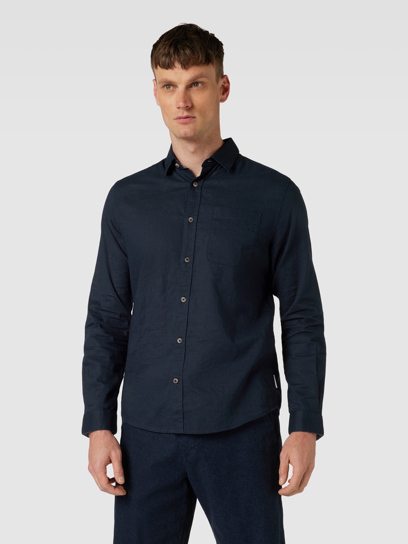 Freizeithemd mit Brusttasche in marineblau