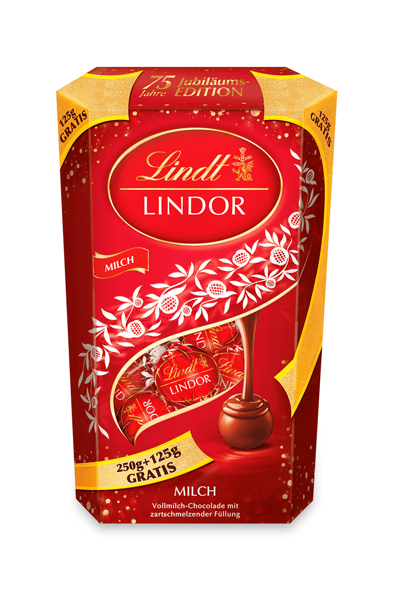 LINDOR Cornet Milch 75 Jahre Jubiläum, 375g