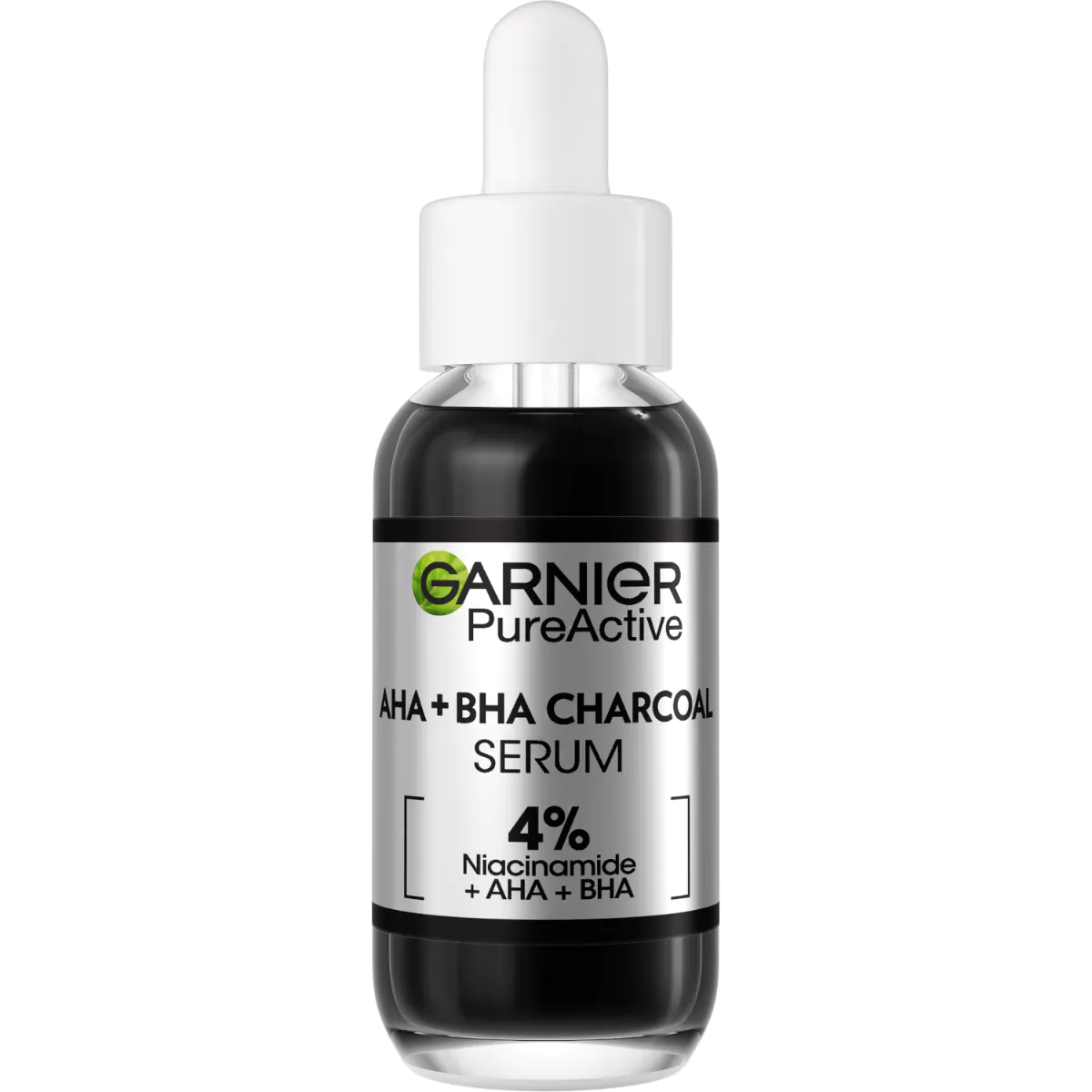 „Garnier Skin Naturals“ grynos odos serumas nuo odos netobulumų su aha, bha ir medžio anglimi